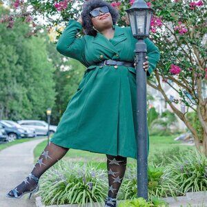 ModCloth Green “Along for the Ride” Crepe Coat size M